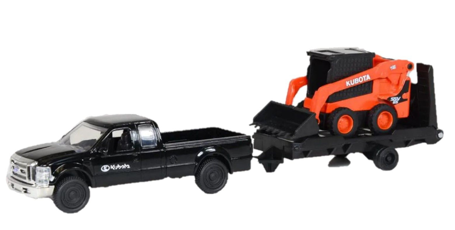 Kubota Toy Kubota SSV65 Pull-Back Skidsteer with Chevy Pickup Truck & Trailer