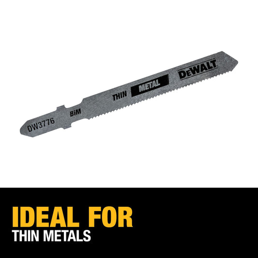DeWalt 3" 24 TPI Thin Metal Cut Cobalt Steel T-Shank Jig Saw Blade (5 PK)