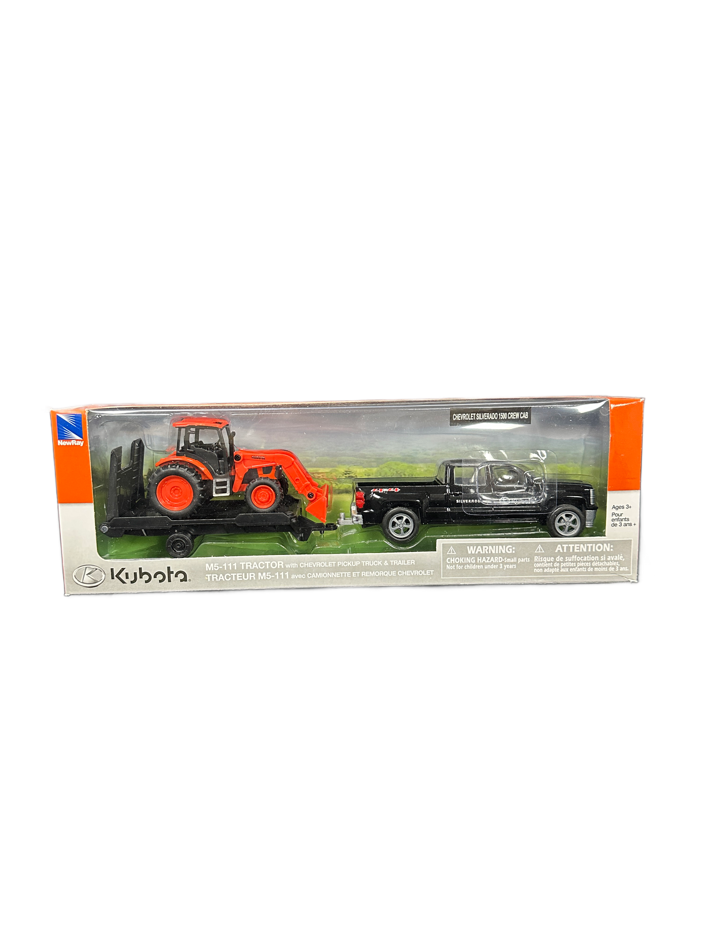 Kubota Toy Kubota M5-111 Pull-Back Tractor with Chevy Pickup Truck and Trailer