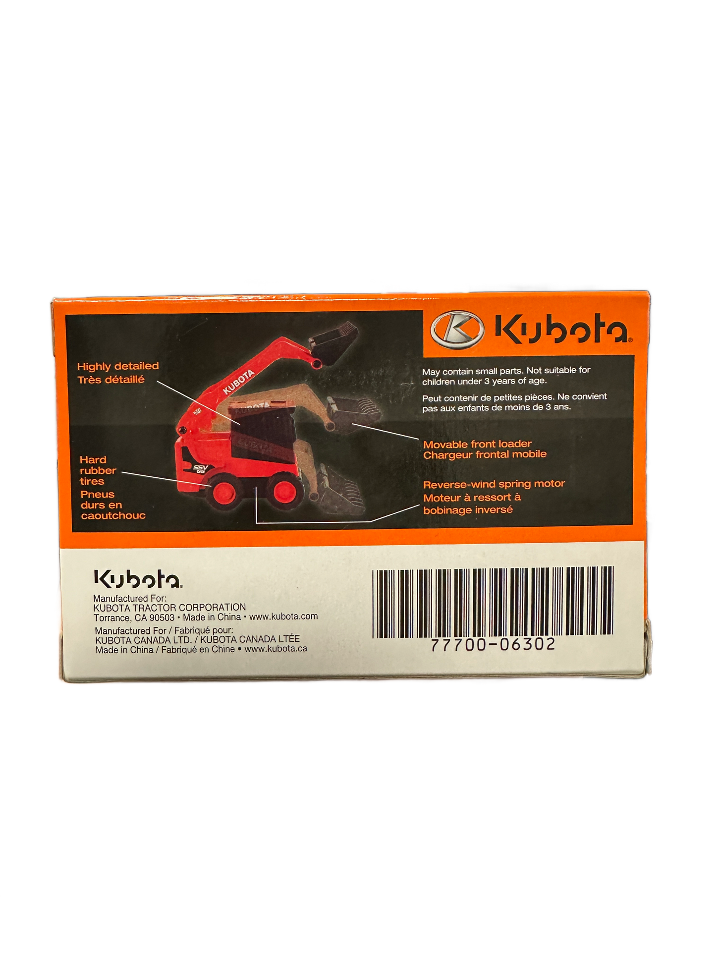 Kubota Diecast SSV65 Pull-Back Toy