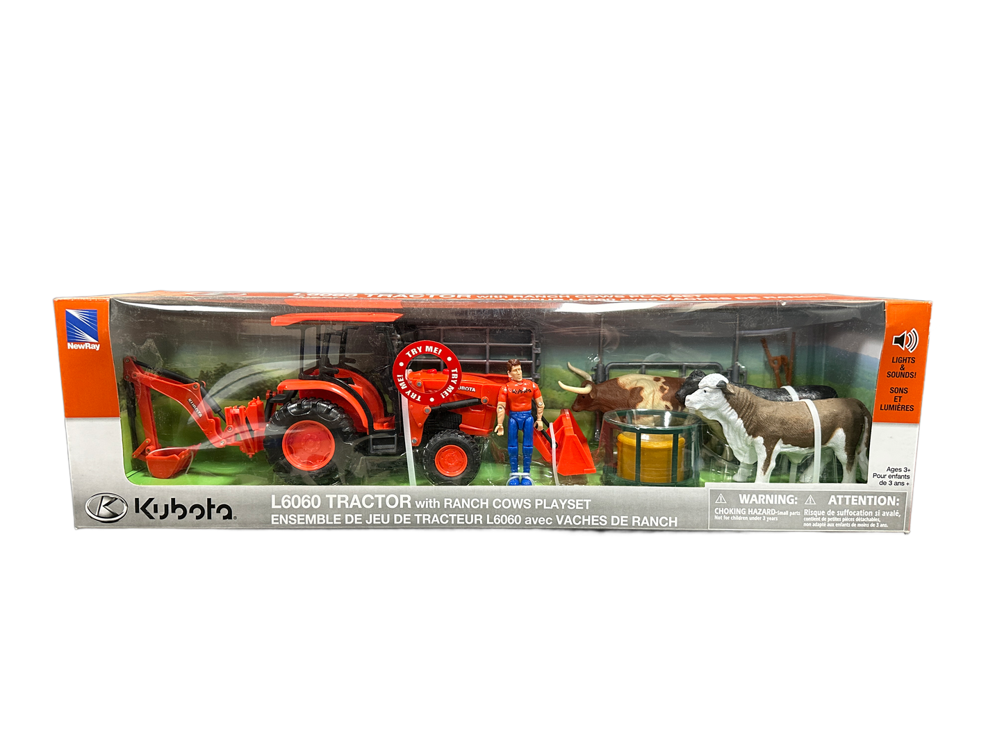 Kubota L6060 Tractor with Ranch Cows Playset