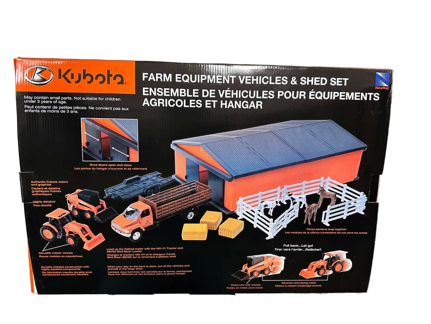 Kubota Farm Equipment Vehicles & Shed Set