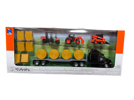 Kubota Farm Tractors & Flatbed Semi Playset