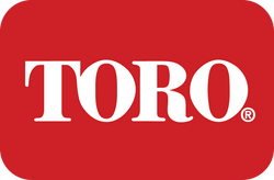 TORO logo, white text with red background.
